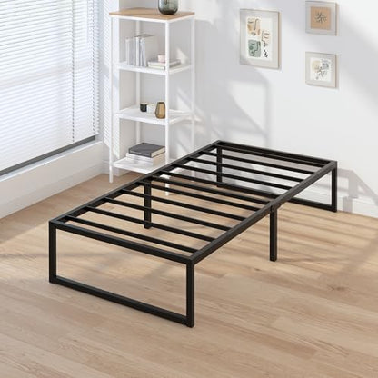 EMODA 14 Inch Narrow Twin Bed Frame 30x75, Heavy Duty Metal Platform | No Box Spring Needed, Easy Assembly Noise Free, Black - color: Black, size: Narrow Twin, style: 14 inch