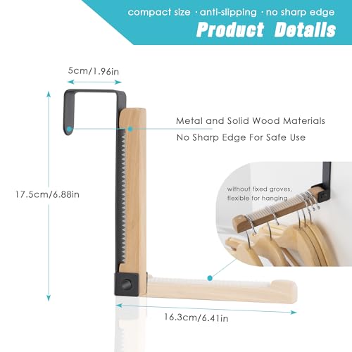 2 Pack Folding Clothes Drying Rack, Thickness Adjustable, Metal/Wooden, Portable, Lightweight, Heavy Duty, Over The Door Hooks for Laundry (Black) - color: Wood-black