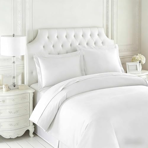Duvet Cover Queen Size Bed 90"x90", 3Pcs Soft Breathable Duvet Cover Set with Zipper Closure & 2 Pillow Shams 24"x30"(White, Queen (U.S. Standard)) - color: White, size: Queen (U.S. Standard)