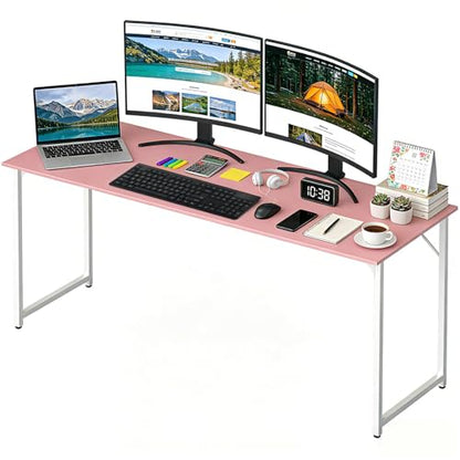 BestOffice Computer Desk,Home Office Desk, Modern Simple Style for Home Office Study Writing (Pink, 63 Inch) - color: Pink, size: 63 Inch