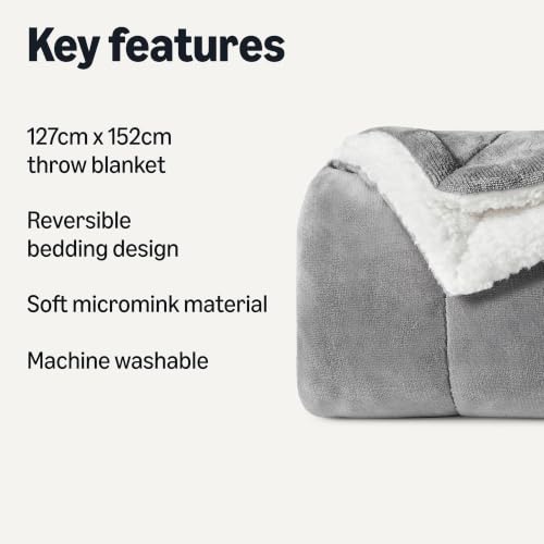 Amazon Basics Reversible Sherpa Throw Blanket, Dark Gray, 50"x60", Ultra Soft, Plush - color: Dark Gray, size: Throw (50"x60")