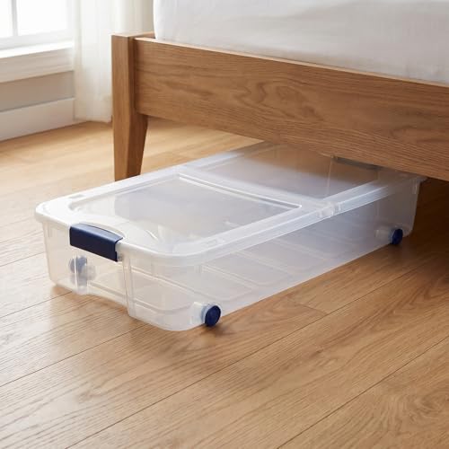 66 Quarts of Transparent Plastic Storage Box, with A Lockable Lid, Large Capacity Storage Box, Stackable and Durable, Suitable for Bedrooms, Garages, Tool Rooms, and Office Organization