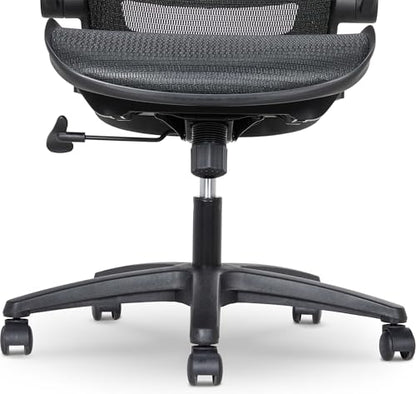 Amazon Basics Ergonomic High-Back Office Chair, Breathable Mesh, 360° Swivel, Easy to Assemble, Comfortable Flip-Up Armrests, 25.5"D x 26.25"W x 49.25"H, Black