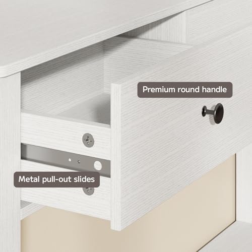 Gizoon Console Table with Outlets, | Modern Accent Sofa Table with 3 Drawers, Open Shelf for Living Room, Front Hall, Entrance Hall, Study Room, White - color: White, size: 51"W with Outlets