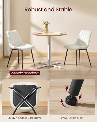 VASAGLE Dining Chairs Set of 2, Upholstered Kitchen Chairs, Synthetic Leather, Max. Load 264 lb, Steel Legs, Curved Backrest, for Dining Room, Cloud White and Ink Black ULDC090WH02 - color: Cloud White + Ink Black, size: Set of 2