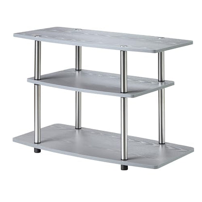 Convenience Concepts Designs2Go No Tools 3-Tier TV Stand 31.5" - Entertainment Center for TVs up to 37 Inches, Modern TV Console with Shelves for Living Room, Family Room, Gray - color: Grey