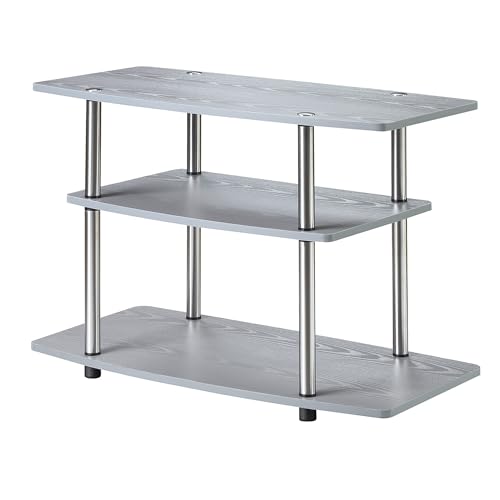 Convenience Concepts Designs2Go No Tools 3-Tier TV Stand 31.5" - Entertainment Center for TVs up to 37 Inches, Modern TV Console with Shelves for Living Room, Family Room, Gray - color: Grey