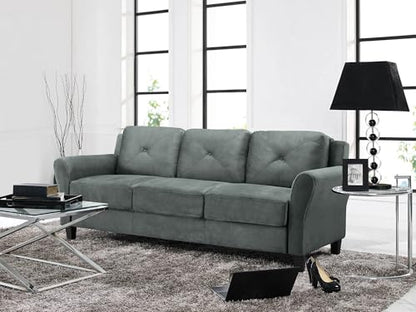 Studio Living Harrington 80.3" Sofa, Transitional Modern, Pocket Coil Comfort, Easy Assembly, Microfiber Fabric, Dark Grey - color: Dark Grey, size: Sofa