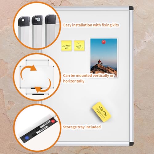 VIZ-PRO Magnetic Whiteboard, 18 x 12 Inches, Dry Erase Board for Wall | Includes 1 Eraser, 2 Markers & 4 Magnets, Aluminum Frame, for School Office and Home - size: 18 X 12 Inches