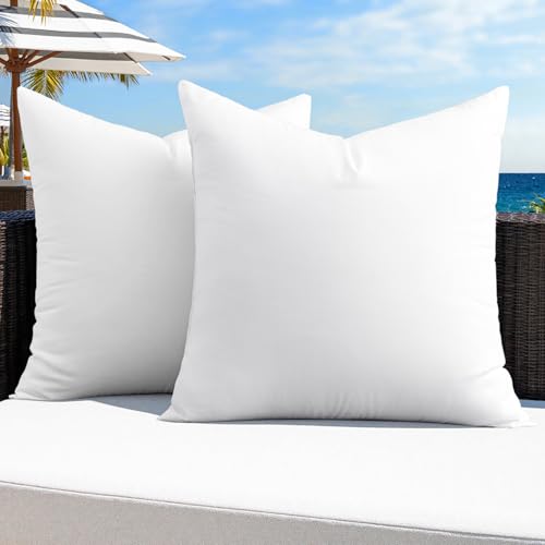 MIULEE Pack of 2 12x12 Inch Outdoor Pillow Inserts | Water-Resistant Decorative Premium Square Pillow Stuffer Sham for Porch Swing Couch Sofa Cushion Patio Furniture - size: 12x12 Inch