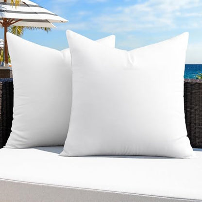 MIULEE Pack of 2 14x14 Inch Outdoor Pillow Inserts | Water-Resistant Decorative Premium Square Pillow Stuffer Sham for Porch Swing Couch Sofa Cushion Patio Furniture - size: 14x14 Inch