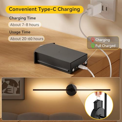 Battery Operated Wall Sconces Set of 2, 8000mAh Wireless Rechargeable 3000-6000K Dimmable 350° Rotate Wall Light with Remote for Living Room, Bedroom 31.6in Black - color: Black, size: 31.6in-Round Base