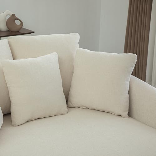 KEIKI 56" Oversized Chenille Single Sofa Chair with 5 Removable Pillows and High Density Foam Cushions, Modern 1-Seater Slipcoved Barrel Lounger Chair, Easy Assembly, for Living Room, Apartment, Beige - color: Beige