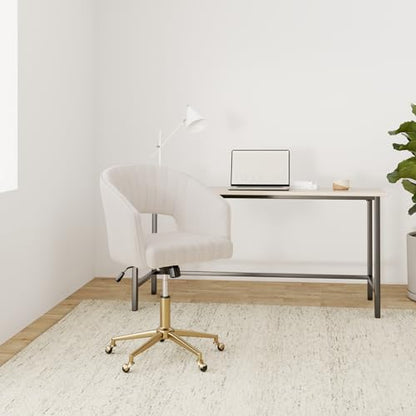 Velvet Office Desk Chair, Upholstered Home Office Desk Chairs with Adjustable Swivel Wheels, Ergonomic Office Chair for Living Room, Bedroom, Office, Vanity Study (Beige) - color: Beige