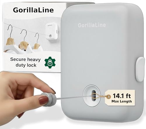 Retractable Clothesline Indoor Outdoor Clothes Line - Heavy Duty Clothes Drying Laundry Line - Wall Mounted Drying Rack - Air Dry Clothing - style: Light Gray