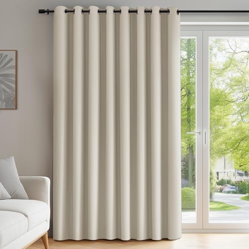 Deconovo Room Divider Curtains for Living Room 108 Inch Long, Door Curtain | Sliding Door Curtain 1 Panel, Wide Blackout Curtain, Privacy Drape for Patio Door, Light Beige, 100 x 108 Inch - color: Light Beige, size: 100"W x 108"L (Pack of 1)