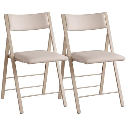 Folding Chairs 2 Pack, 450Lbs Steel Frame Foldable Dining Chairs, Wood | 1.37" Folded, Waterproof Rustproof Indoor Outdoor Padded Folding Chairs for Dining Room, Conference Rooms, Weddings, Events - color: Wood
