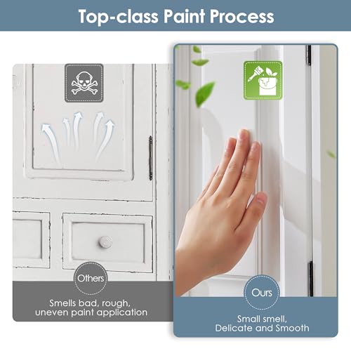 Bathroom Wall Cabinet, 25"x19" Farmhouse Wall Mounted Medicine Cabinet with 2 Raised Panel Doors, Adjustable Shelf & Towel Bar–Over Toilet Storage Organizer for Laundry Room, Entryway or Small Spaces - size: 7.09"D x 25"W x 19.29"H