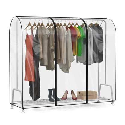 Zilink Clear Garment Rack Cover Transparent Clothes Rack Cover 72 in | Waterproof, Dustproof, Breathable, 2 Durable Zippers, Clear Clothing Rack Cover for Garment Rack (Rack Not Included) - size: 72"L x 20"W x 60"H - Clear