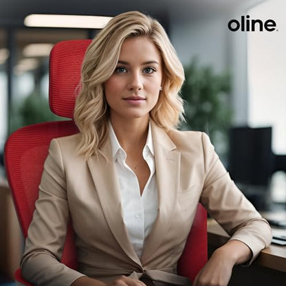 Oline ErgoAir Ergonomic Office Chair – Adjustable Lumbar Support, Flip-Up Armrests, Mesh Computer Desk Chair, Swivel Rolling Executive Gaming Chair for Home & Office (Red) - color: Red