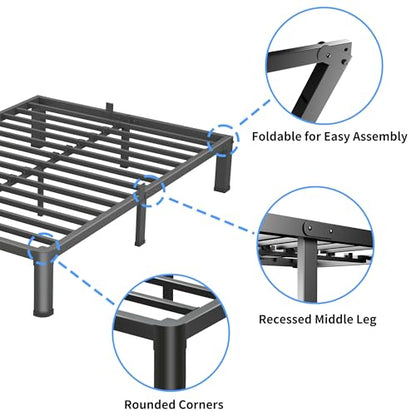 VIPSHOW 10 Inch Full Bed Frame with Round Corners No Box Spring Needed | 3500lbs Heavy Duty, Under bed storage, 4 mattress stoppers, Headboard holes, Noise-free, Easy assembly & rubber covers - size: Full, style: 10 Inch