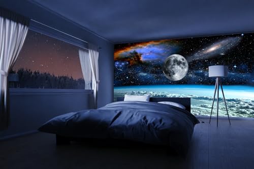 Galaxy Starry Sky Wall Mural Wallpaper | 108"x75", for Bedroom Living Room Bathroom, Textured Fabric, Not Peel and Stick - color: Mural 15, size: 108" x 75"