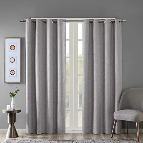 Sun Smart Maya Blackout Window Curtain Patio Single Panel, 50x54 Grey | Black Out Textured Heatherd Print,Grommet Top Living Room Decor Thermal Insulated Light Blocking Drape for Bedroom - color: Grey, size: 50"W x 54"L (Pack of 1)