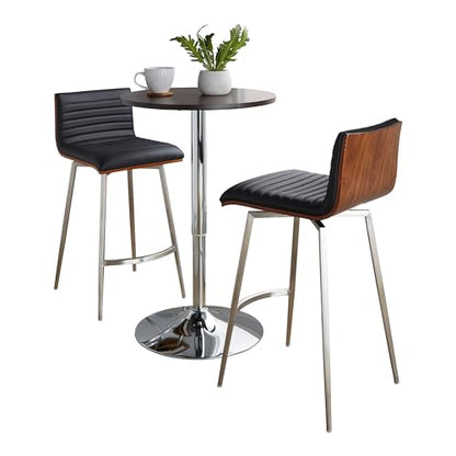 LumiSource Mason Swivel Adjustable Counter Height Dining 3 Piece Set, Pub Table and Stools, High Top Table Set for 2, Counter Table and Chairs Set of 2, Kitchen & Dining Room Sets (Black) - color: Black