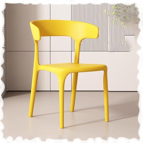 Stackable Dining Chairs with Backrest - Portable Plastic Bar Stools for Kitchen, Living Room, Patio & Restaurant - Space-Saving Design for Easy STO & Versatile Use - color: Yellow