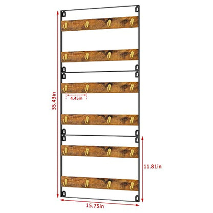 Huxitocan Wall Mount Coffee Mug Holder - Rustic Wood and Iron, Holds Up to 24 Mugs (3Pack) for Kitchen, Home, Coffee Bar - size: 6-tier