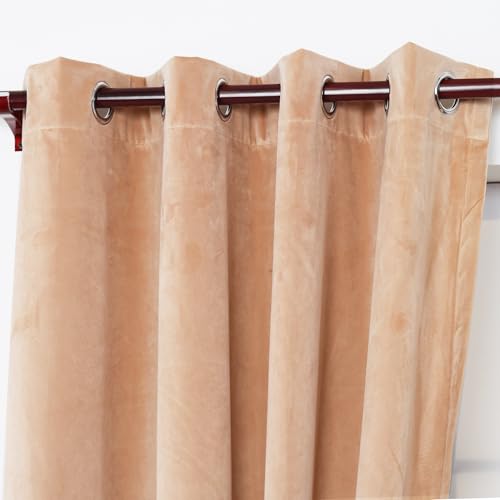 INLINAS Velvet Blackout Curtain - Luxurious Softness with Light Control, Thermal Insulated, Noise Reduction, Energy Saving Set of 2 Panels, Warm Orange, 52W x 63L Inch - color: Warm Orange, size: 52"W x 63"L (Pack of 2)