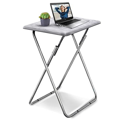 Tv Trays, Folding Tray Table, Dinner Tray Table with No Assembly Required&Sturdy, Foldable Snack Eating Trays Table for Living Room, 15 x 18.9 x 26 in(White Marble,1PC) - color: White Marble, size: 1pc