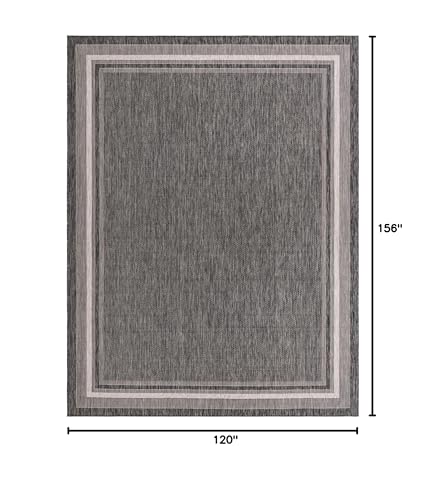 Unique Loom Outdoor Border Collection 부분 러그 - 부드러운 테두리 (3m x 4m(10피트 x 13피트) 직사각형, 블랙/아이보리) - color: 블랙/아이보리, size: 10' x 13' (Rectangular)
