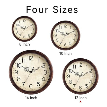 KECYET Wall Clock 12" Vintage Battery Operated Non-Ticking Quartz (Bronze) | Kitchen Clock Living Room Retro Rustic Kitchen Bathroom Home Office Bronze - size: 12 Inch