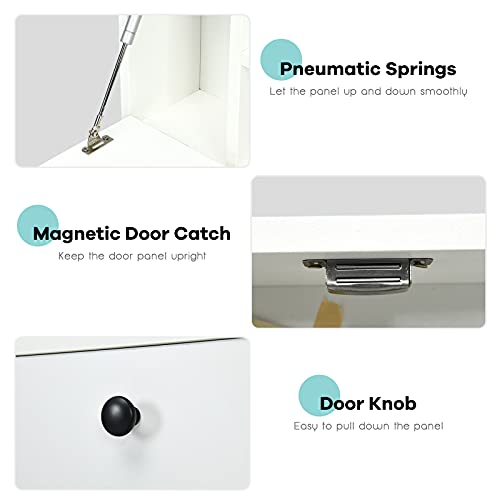 Tangkula Wall Mounted Desk, Pneumatic Floating Laptop Desk with Magnetic Foldable Tabletop, Space Saving Wall Mounted Table Wall Desk with Storage Drawer and Shelves (White) - color: White