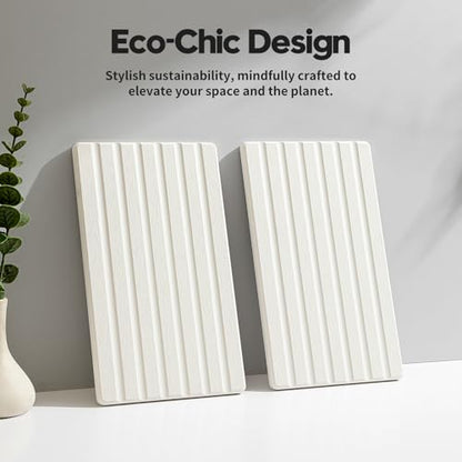 2PCS Water Absorbing Stone Drying Tray Mat for Bathroom Sink & Kitchen Counter Organizer, Quick Dry Dish Soap Dispenser Sponge Holder, Vanity Sink Caddy, Drink Bar Coaster, White - 10"*6" - color: 2pack-10"x 6" - White