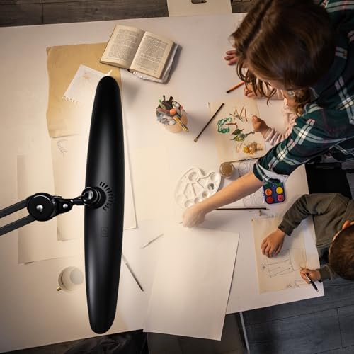 20" LED Desk Lamp with Clamp, 24W CCT Adjustable Dimmable Nail Light for Desk, 120 LEDs Metal Swivel Arm Daylight for for Nail Tech Task Home Office Reading Architect Craft, Black - color: Black