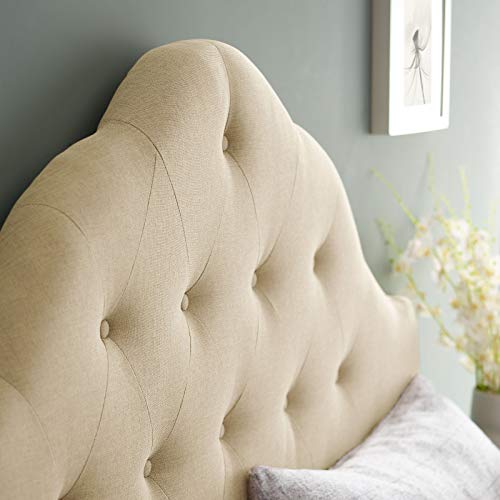 Modway Sovereign Tufted Button Linen Fabric Upholstered Full Headboard in Beige - color: Beige, size: Full