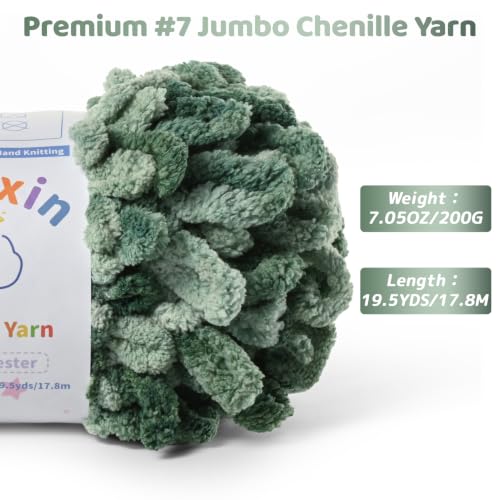 Super Soft Loop Yarn for Finger Knit, 3 Pack of 7.05oz/19.5yds Each, Chunky Blanket Yarn for Hand Knitting, #7 Jumbo Chenille Yarn, Fluffy Baby Blanket Yarn for Crochet Amigurumi (3 Sprouts) - color: 3 Sprouts