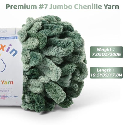 Super Soft Loop Yarn for Finger Knit, 3 Pack of 7.05oz/19.5yds Each, Chunky Blanket Yarn for Hand Knitting, #7 Jumbo Chenille Yarn, Fluffy Baby Blanket Yarn for Crochet Amigurumi (3 Sprouts) - color: 3 Sprouts