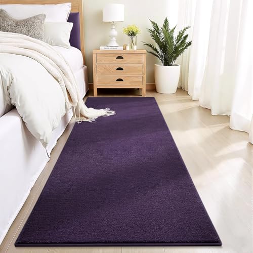 Vasofe 2x6 Runner Rugs for Bedroom Bedside, Purple Hallway Runner Rug | Memory Foam Low-Pile Carpet Runner Rug for Entryway, Living Room, Kitchen, Laundry Room, Throw Carpet for Dorm Room - color: Purple, size: 2' x 6' (Rectangular)