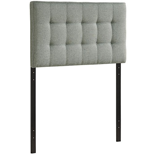 Modway Lily Tufted Linen Fabric Upholstered Twin Headboard in Gray - color: Gray, size: Twin
