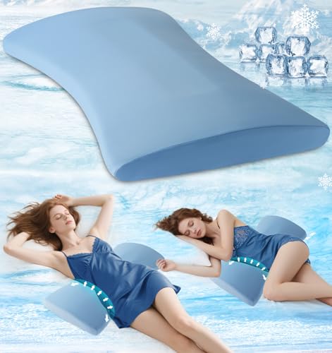 Lumbar Support Pillow for Bed Relief Back Pain: Lower Back Pillow for Sleeping - Memory Foam Waist Pillow - Cooling Back Bolster Pillow for Side, Back&Stomach Sleepers - Bed Rest Pillow for Car, Sofa - color: Navy Blue