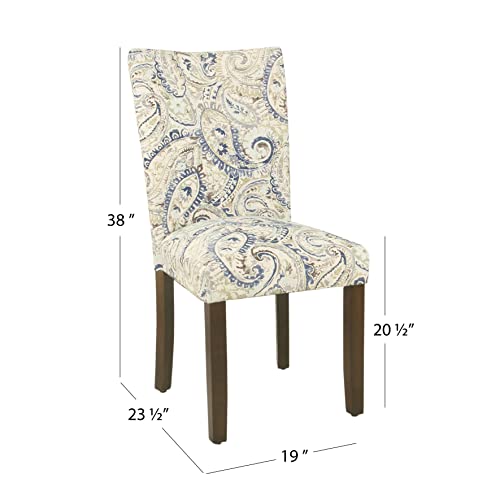 HomePop Classic Parsons Dining Chair - Blue Velvet Paisley Print (Set of 2) - color: Blue Velvet, style: Pack of 2
