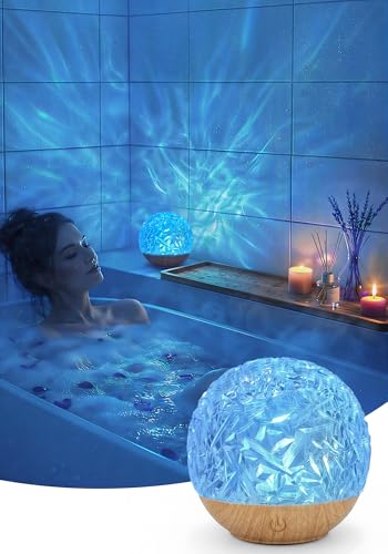 Shower Lamp, Shower Light for Inside Shower with 16 Colors | Rechargeable Ocean Projector Ambient Lighting, Remote & Touch Control, Cordless Mood Light for Shower Relaxation - Wood Grain - color: Wood Grain