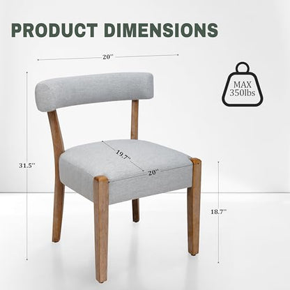 RNKSFX Upholstered Dining Chairs Set of 2, Wooden Kitchen & Dining Room Chairs, Mid Century Modern Fabric Farmhouse Dining Chairs Oversized Sturdy Rounded Chairs Curved Back, Grey - color: Grey