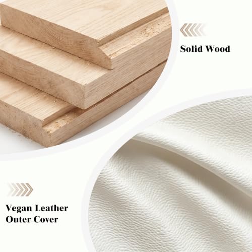 Modern Leather Nightstands of 2, Solid Wood Bedside Table with 2 Drawers & USB Charging Station, Small Preassembled End Table, Narrow Nightstand for Bedroom Living Room Office White - color: White, size: 8"
