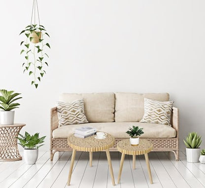 Round Coffee Table Set of 2, Farmhouse Nesting Coffee Table, Small Circle Wood Coffee Table, Mid Century Modern Nightstand, Boho Patio Side Table End Tables for Living Room Bedroom Balcony Outdoor - color: Farmhouse Style