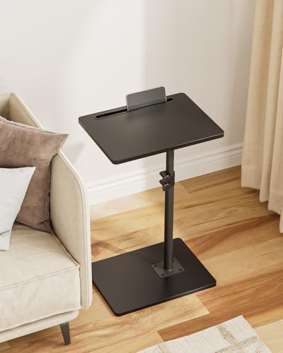 Masupu Sofa Arm Tray Table - 360° Swivel Height Adjustable End Table, Small Snack Side Table for Couch, C Shaped Table for Bed, Chair or TV Tray Table(Black) - color: Black