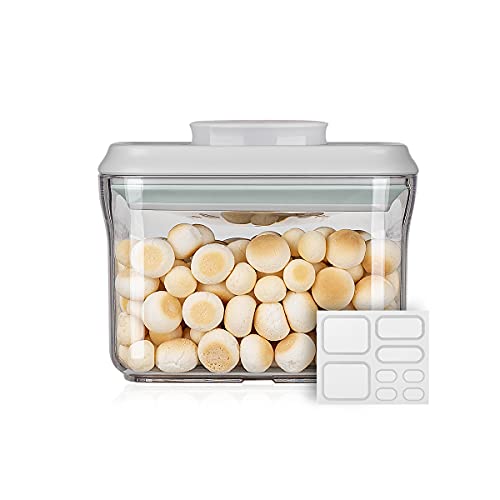 Airtight Food Storage Container - 0.32 QT （380ml Small Pop Up Food Containers With Lids, Bpa Free Stackable Container for Sugar Tea Candy- 8 Labels - Clear - color: 0.32 QT